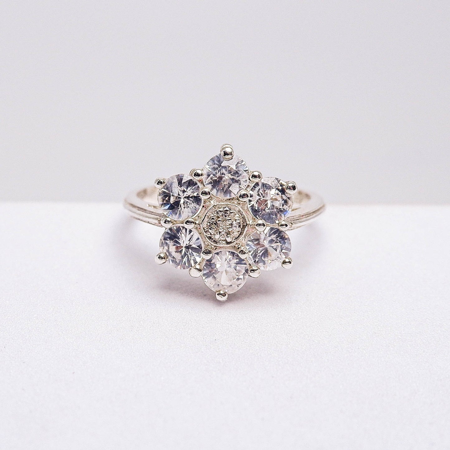 แหวนเงินแท้ 925 ฝังพลอย เพทายขาว (Zircon) + เซอร์คอน (Zircon)