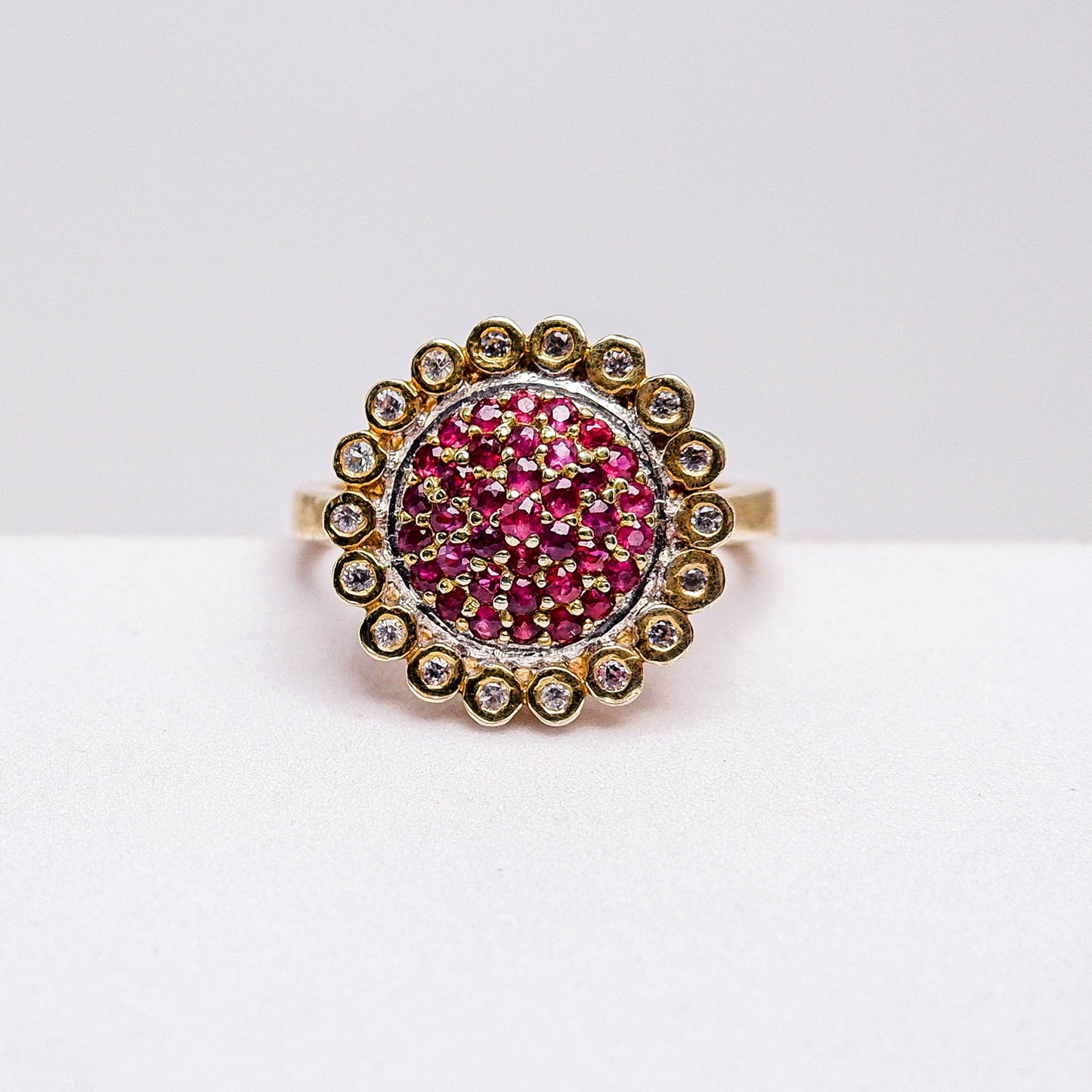 แหวนเงินแท้ 925 ฝังพลอย ทับทิมไทย (Thai Ruby) + ไวท์โทพาส (whitetopaz)