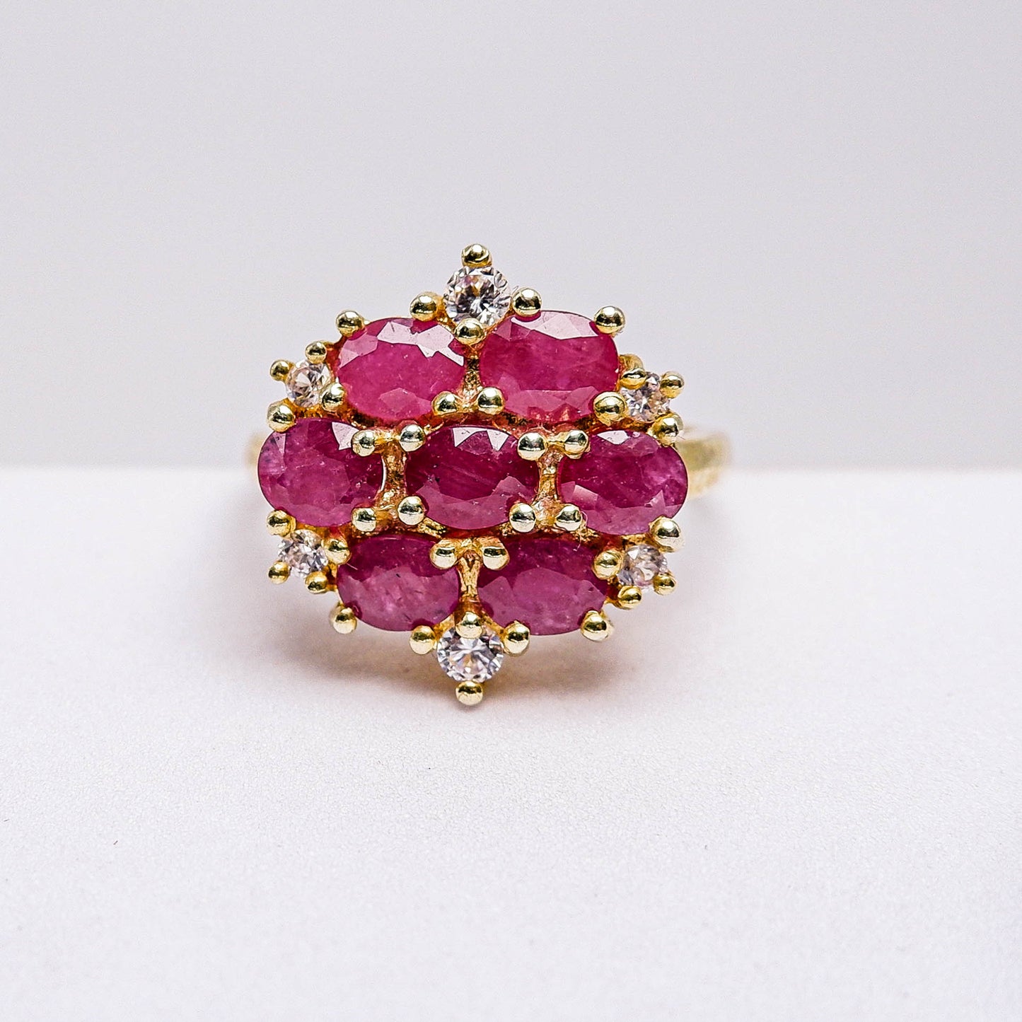 แหวนเงินแท้ 925 ฝังพลอย ทับทิมมาดา (Madagascar Ruby) + เซอร์คอน (Zircon)