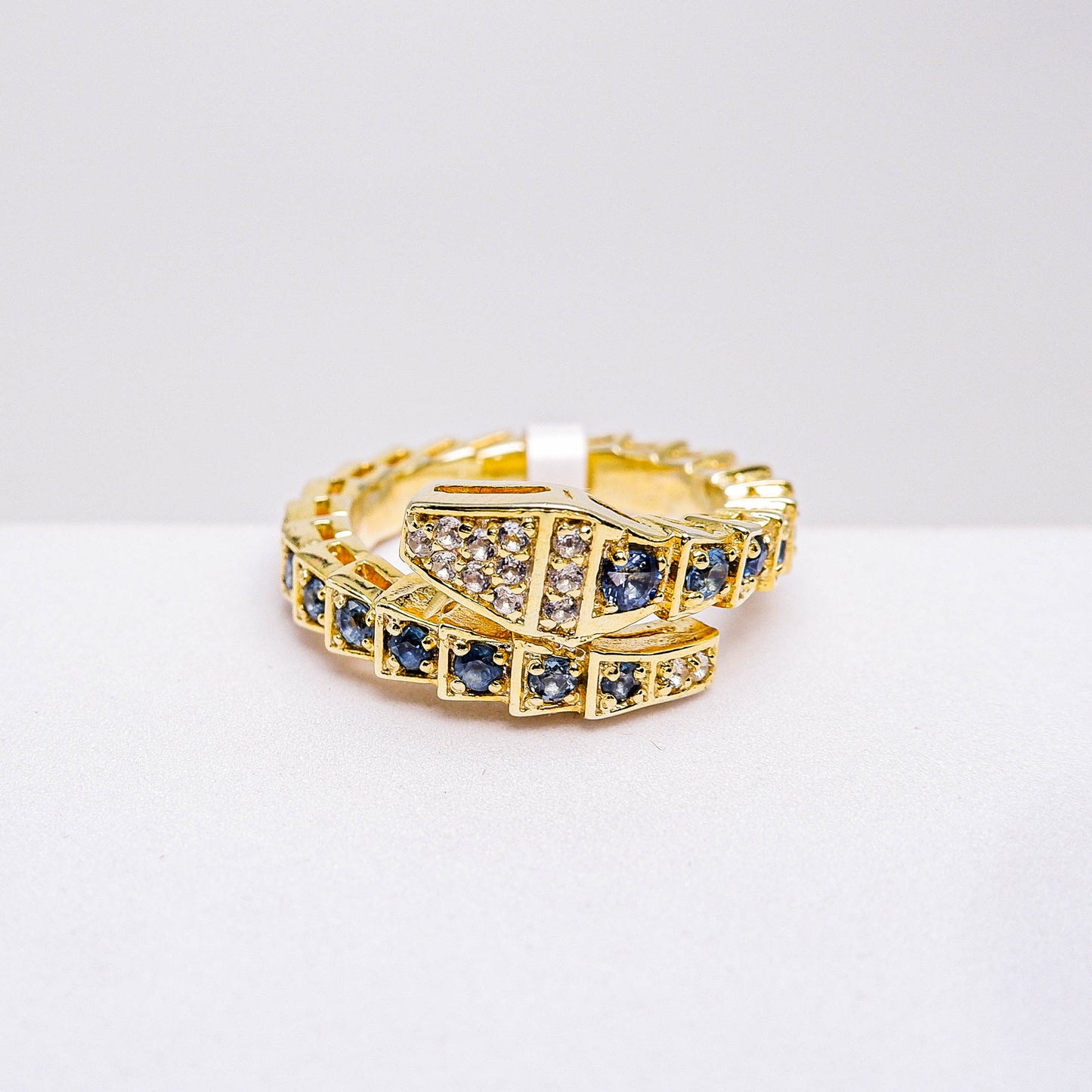 แหวนเงินแท้ 925 ฝังพลอย ไพลิน (Blue Sapphire) + ไวท์โทพาส (whitetopaz)