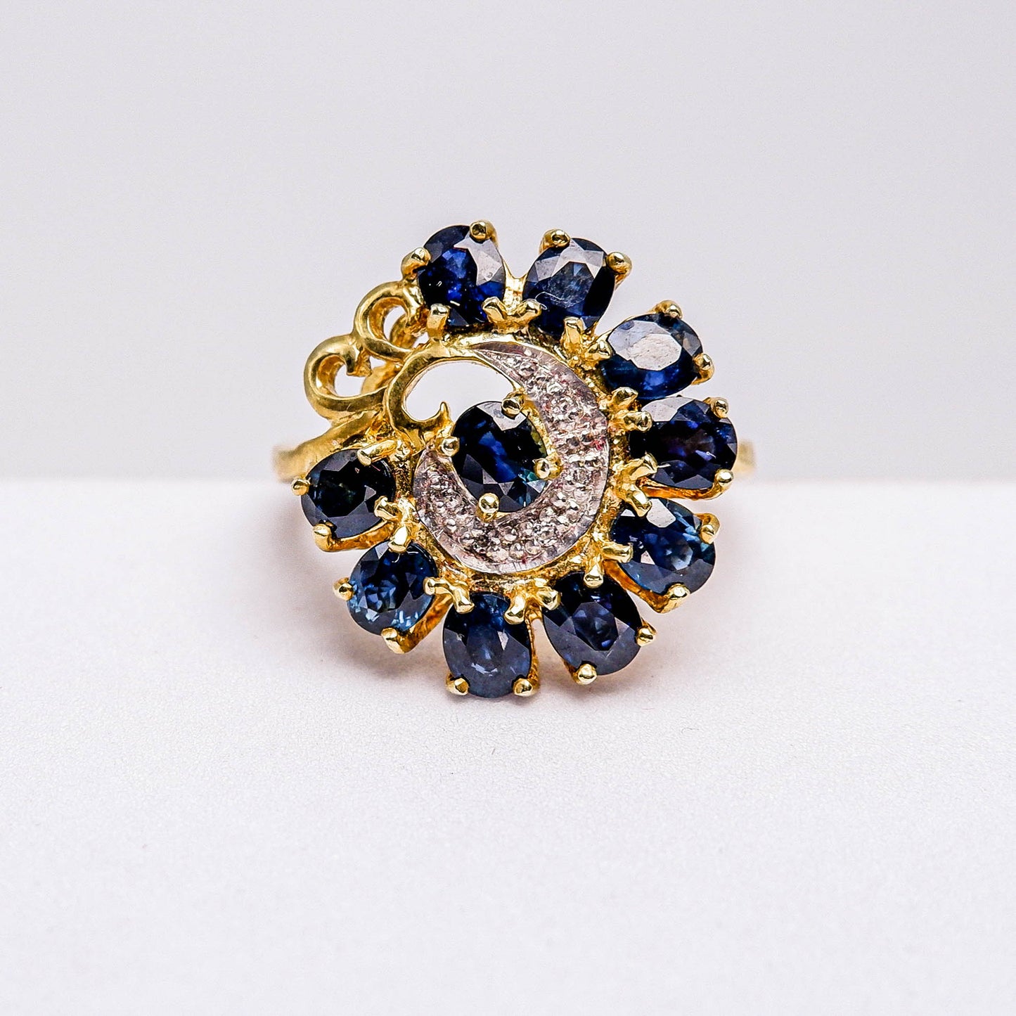 แหวนเงินแท้ 925 ฝังพลอย ไพลิน (Blue Sapphire) + เซอร์คอน (Zircon)