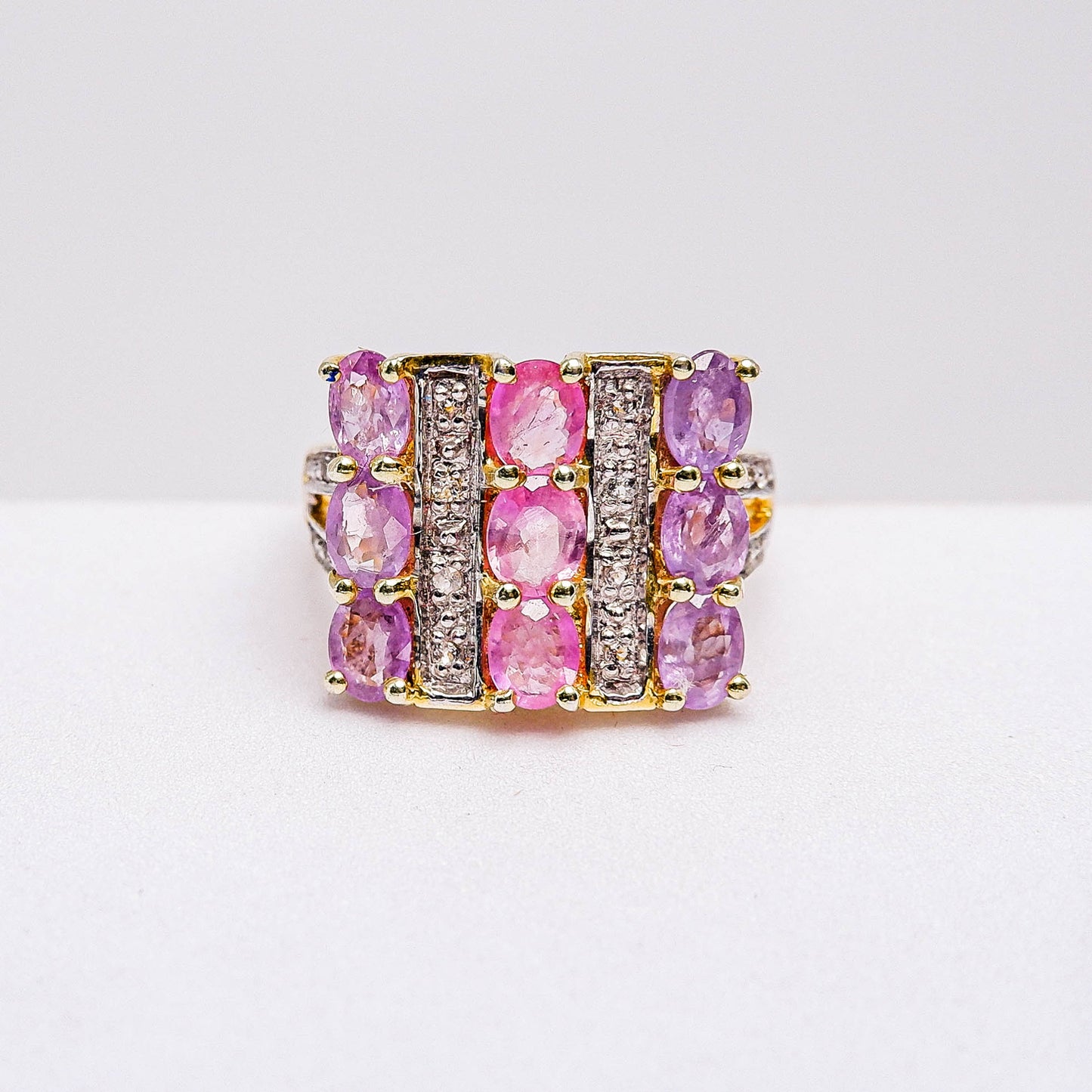 แหวนเงินแท้ 925 ฝังพลอย ทับทิมเวียดนาม (Vietnamese Ruby) + ไวท์โทพาส (whitetopaz)