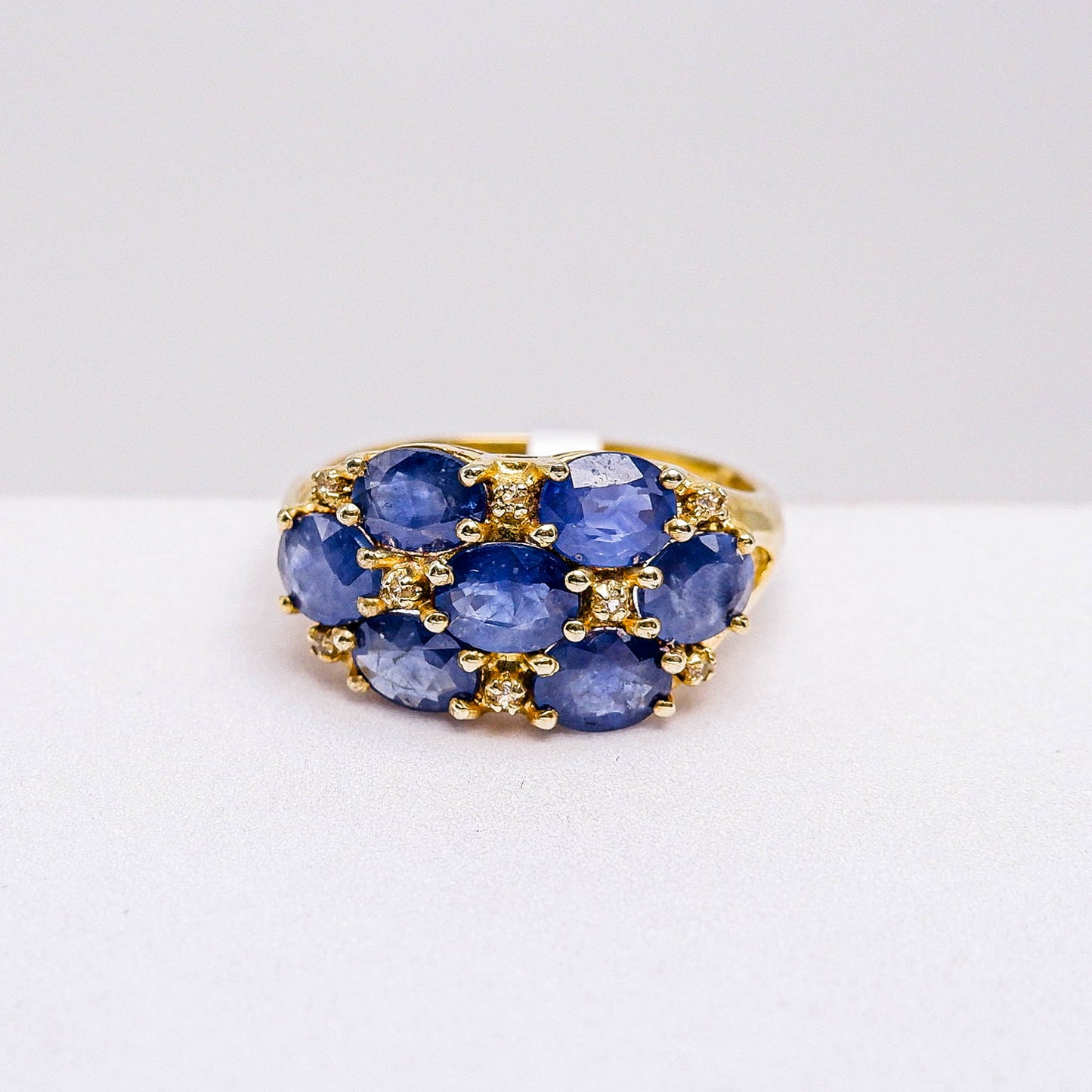 แหวนเงินแท้ 925 ฝังพลอย ไพลิน (Blue Sapphire) + ไวท์โทพาส (whitetopaz)