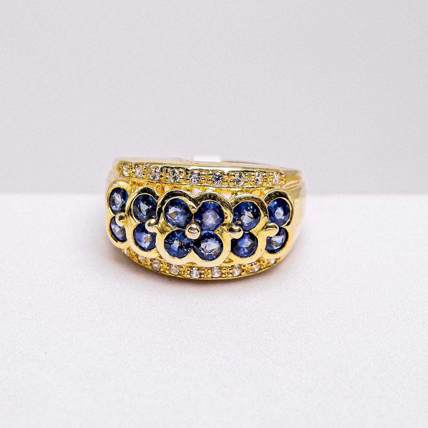 แหวนเงินแท้ 925 ฝังพลอย ไพลิน (Blue Sapphire) + เซอร์คอน (Zircon)