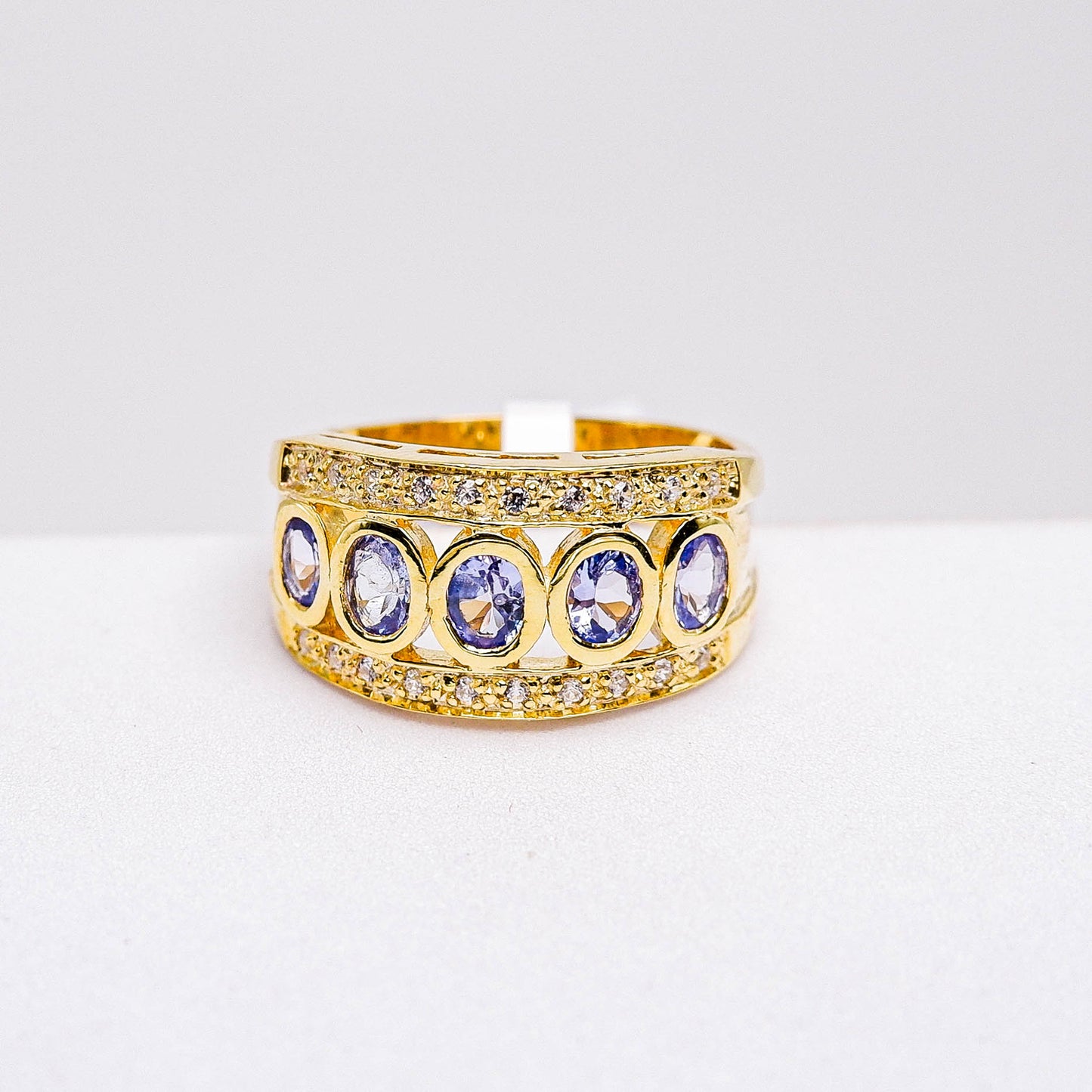 แหวนเงินแท้ 925 ฝังพลอย แทนซาไนท์ (Tanzanite) + เซอร์คอน (Zircon)