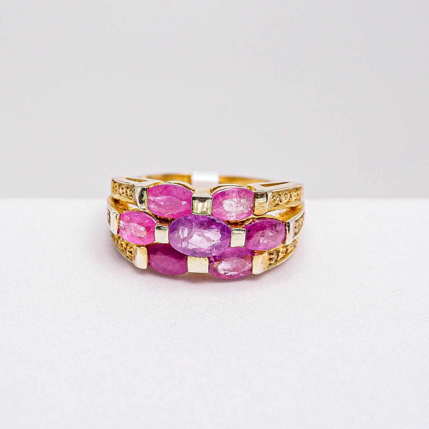 แหวนเงินแท้ 925 ฝังพลอย ทับทิมเวียดนาม (Vietnamese Ruby) + ไวท์โทพาส (whitetopaz)