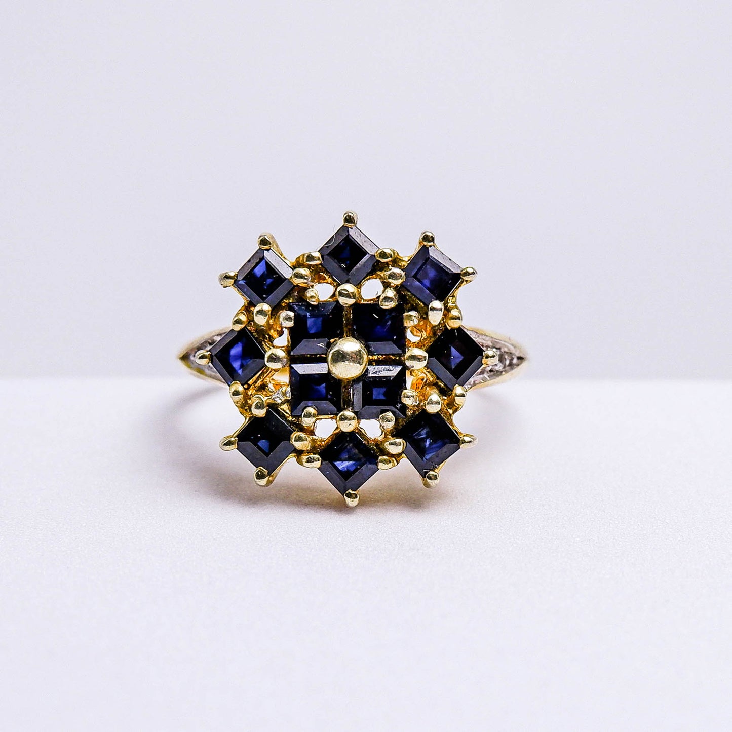 แหวนเงินแท้ 925 ฝังพลอย ไพลิน (Blue Sapphire) + ไวท์โทพาส (whitetopaz)