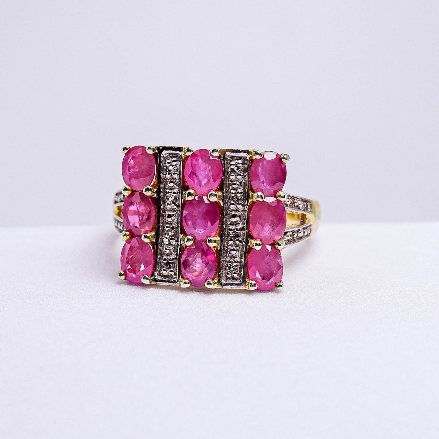 แหวนเงินแท้ 925 ฝังพลอย ทับทิม (Ruby) + ไวท์โทพาส (whitetopaz)