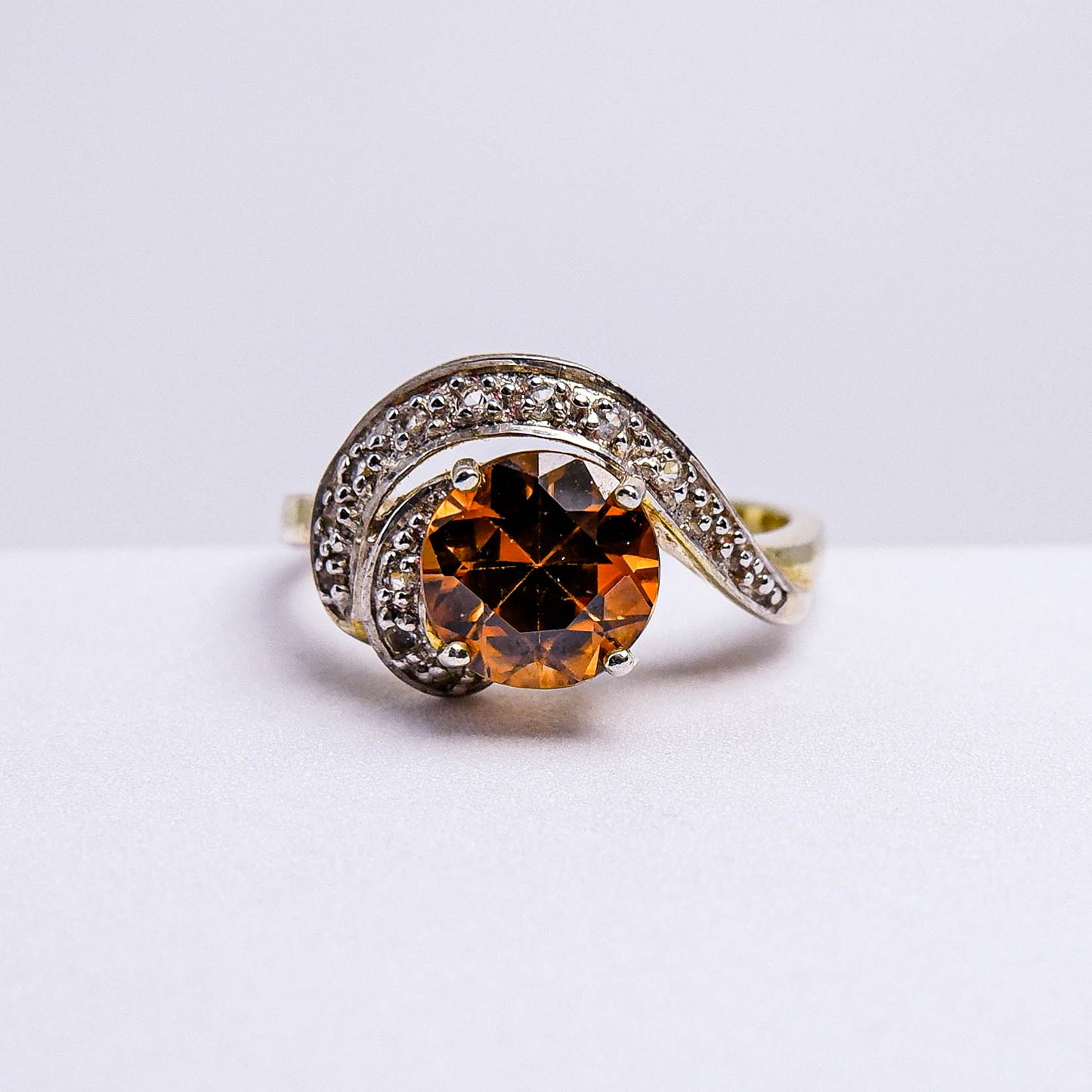 แหวนเงินแท้ 925 ฝังพลอย เพทาย (ดิบ) (Natural Zircon) + เซอร์คอน (Zircon)