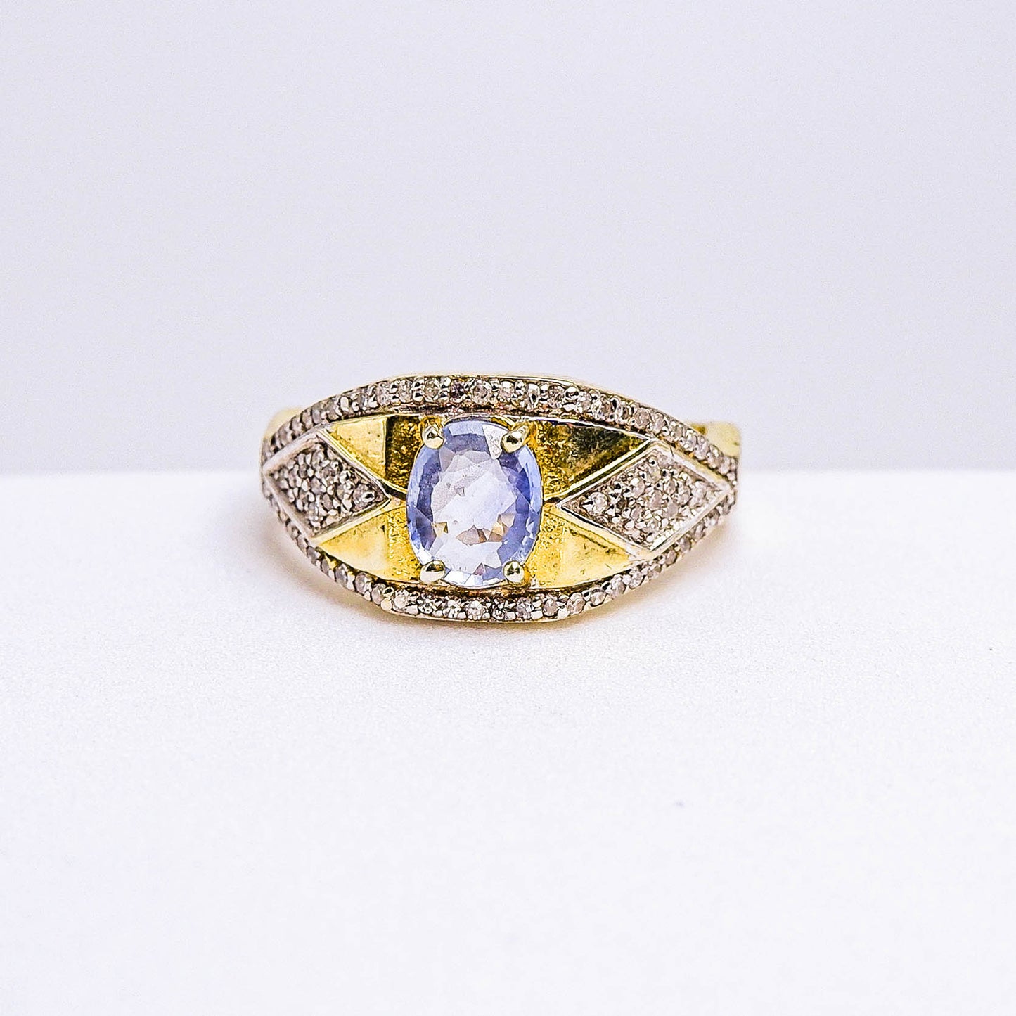 แหวนเงินแท้ 925 ฝังพลอย ไพลินศรีลังกา (Ceylon Sapphire) + เพชรแท้ (Natural Diamond)