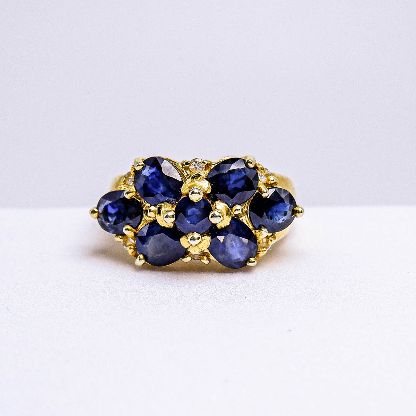 แหวนเงินแท้ 925 ฝังพลอย ไพลิน (Blue Sapphire) + ไวท์โทพาส (whitetopaz)