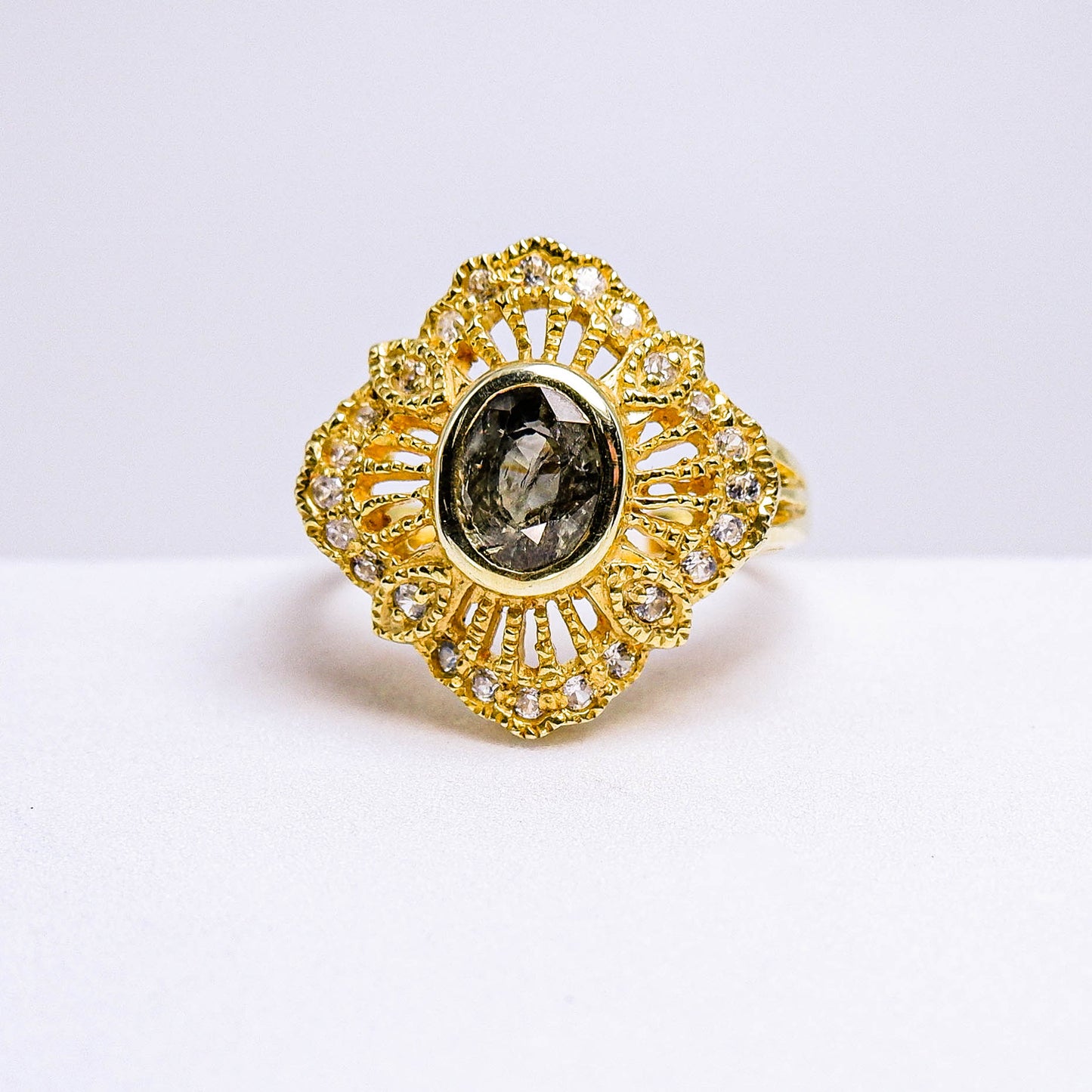 แหวนเงินแท้ 925 ฝังพลอย แซฟไฟร์ (Sapphire) + เซอร์คอน (Zircon)