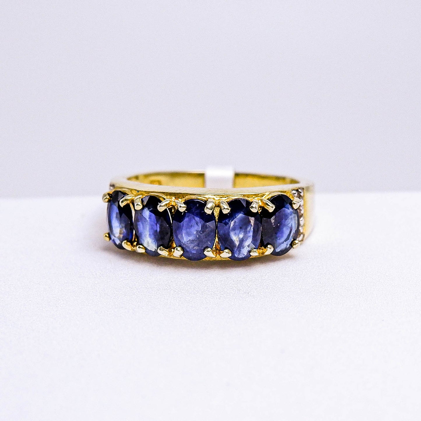 แหวนเงินแท้ 925 ฝังพลอย ไพลิน (Blue Sapphire) + ไวท์โทพาส (whitetopaz)