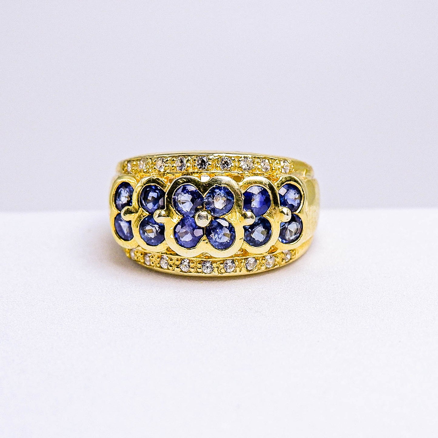 แหวนเงินแท้ 925 ฝังพลอย ไพลิน (Blue Sapphire) + เซอร์คอน (Zircon)