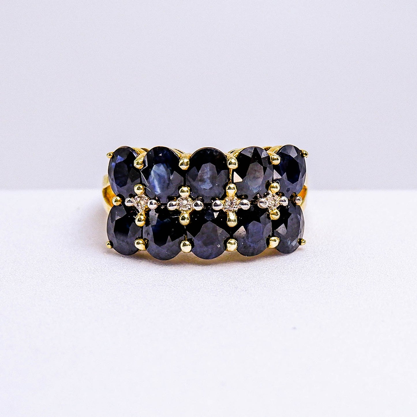 แหวนเงินแท้ 925 ฝังพลอย ไพลิน (Blue Sapphire) + เซอร์คอน (Zircon)