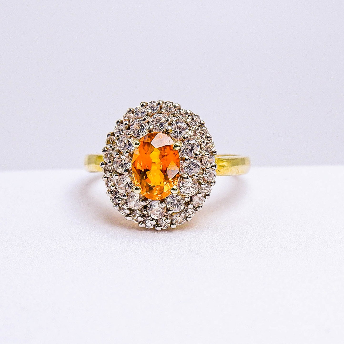 แหวนเงินแท้ 925 ฝังพลอย บุษราคัม (Yellow Sapphire) + เซอร์คอน (Zircon)