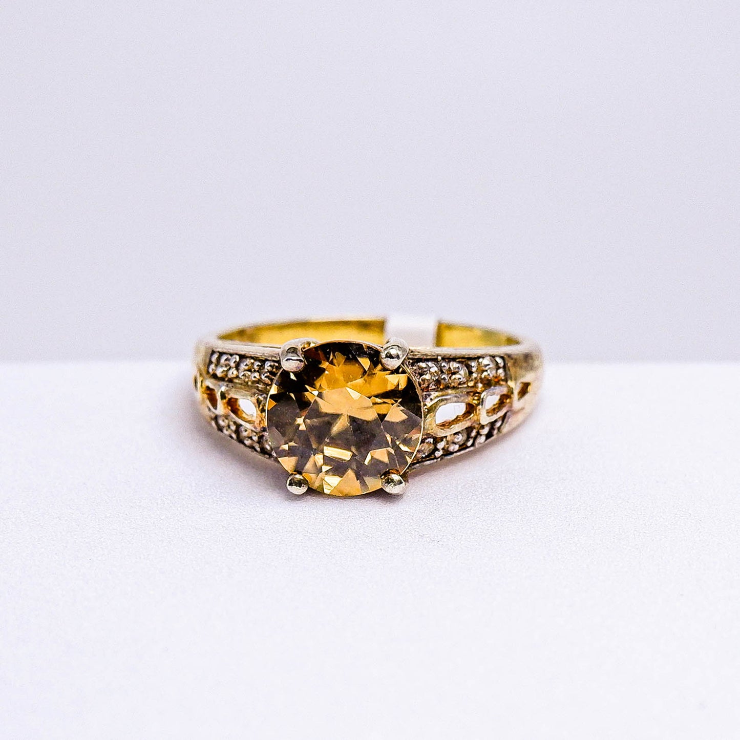 แหวนเงินแท้ 925 ฝังพลอย เพทาย (ดิบ) (Natural Zircon) + ไวท์โทพาส (whitetopaz)