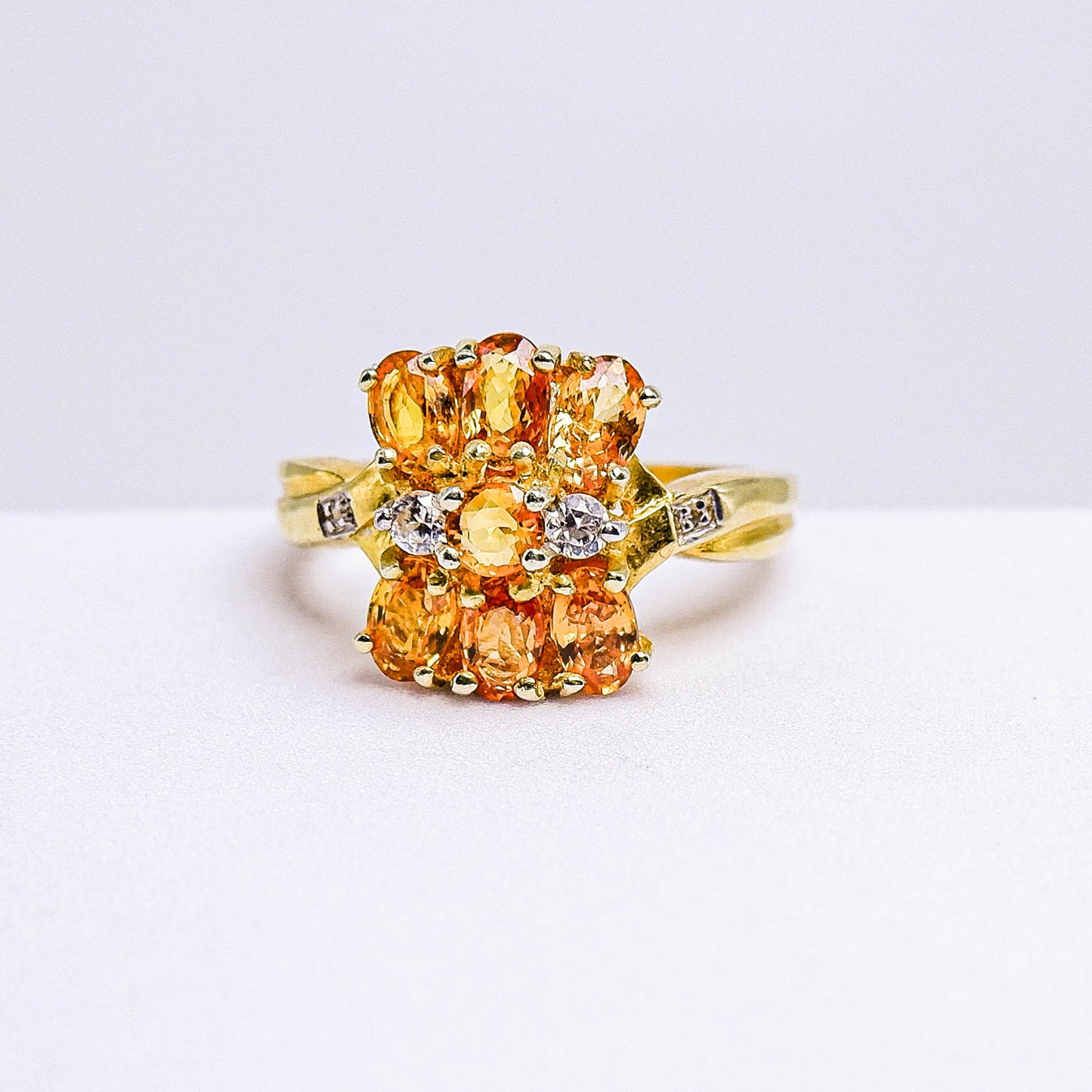 แหวนเงินแท้ 925 ฝังพลอย บุษราคัมบางกะจะ (Yellow Sapphire) + เซอร์คอน (Zircon)