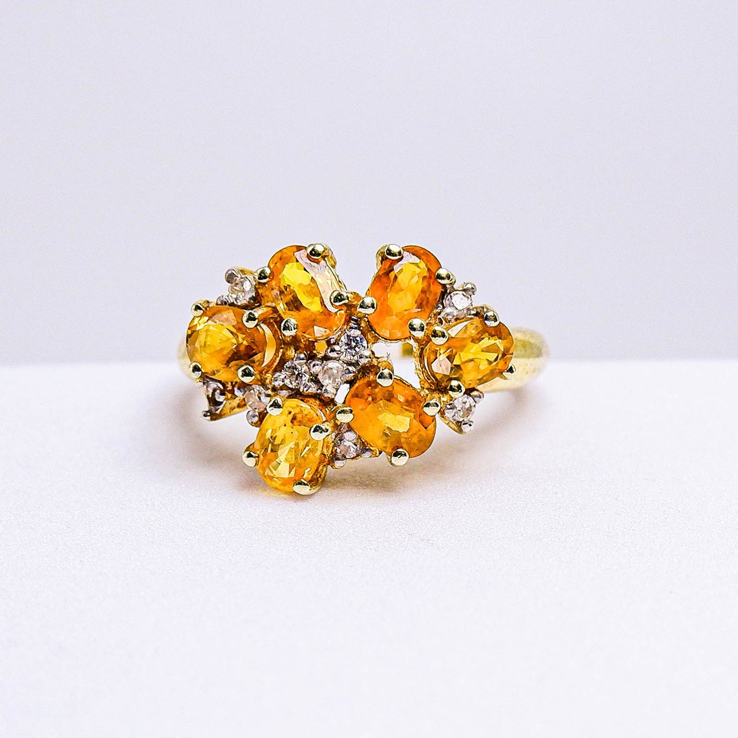 แหวนเงินแท้ 925 ฝังพลอย บุษราคัมบางกะจะ (Yellow Sapphire) + เซอร์คอน (Zircon)