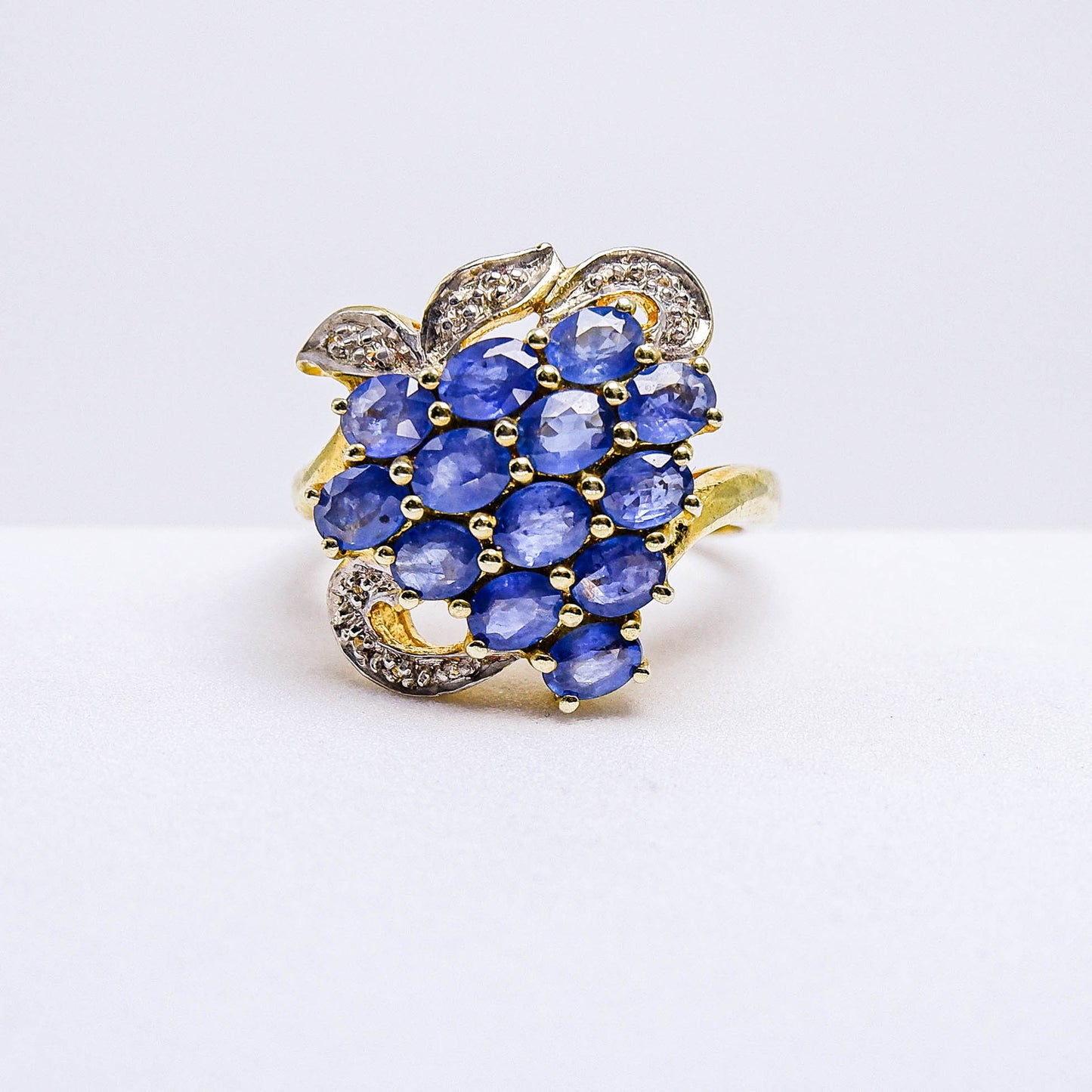 แหวนเงินแท้ 925 ฝังพลอย ไพลิน (Blue Sapphire) + ไวท์โทพาส (whitetopaz)