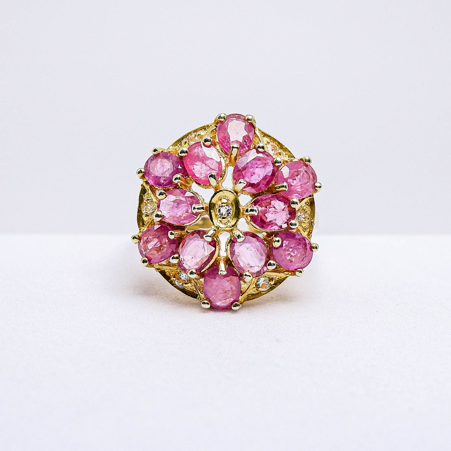 แหวนเงินแท้ 925 ฝังพลอย ทับทิมไทย (Siam Ruby) + ไวท์โทพาส (whitetopaz)