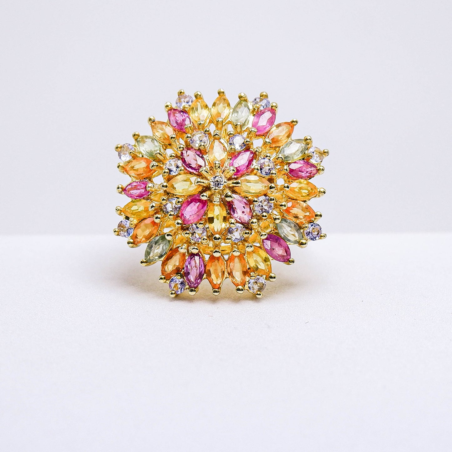 แหวนเงินแท้ 925 ฝังพลอย ทับทิมไทย (Siam Ruby)+แซฟไฟร์ (Sapphire)+แทนซาไนท์ (Tanzanite)+เซอร์คอน(Zircon)