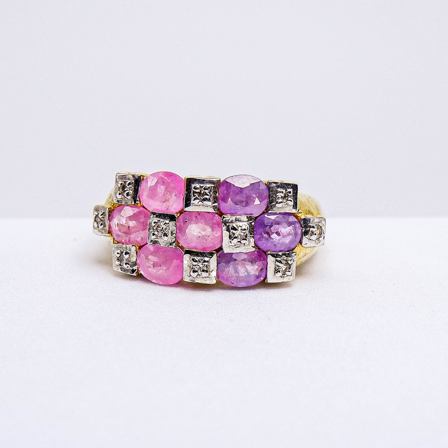 แหวนเงินแท้ 925 ฝังพลอย ทับทิมเวียดนาม (Vietnamese Ruby) + ไวท์โทพาส (whitetopaz)