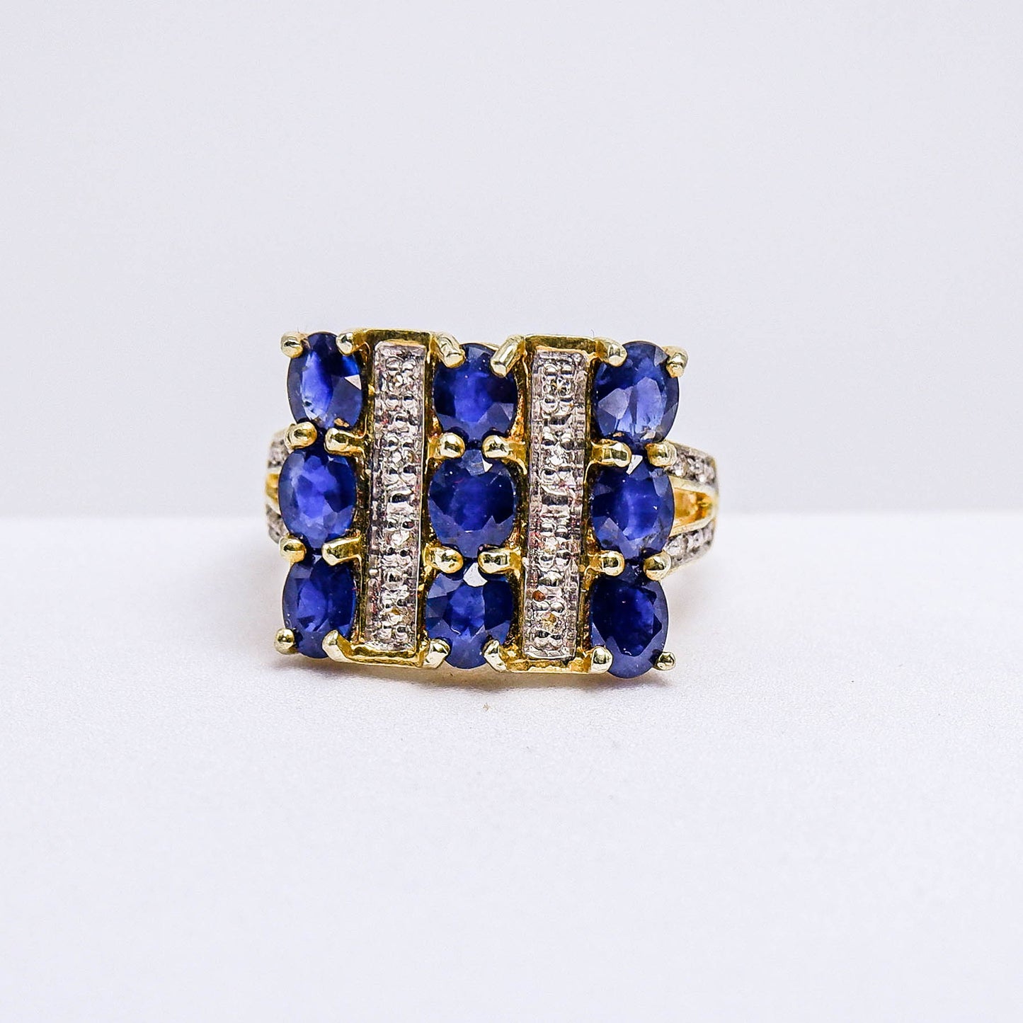 แหวนเงินแท้ 925 ฝังพลอย ไพลิน (Blue Sapphire) + ไวท์โทพาส (whitetopaz)