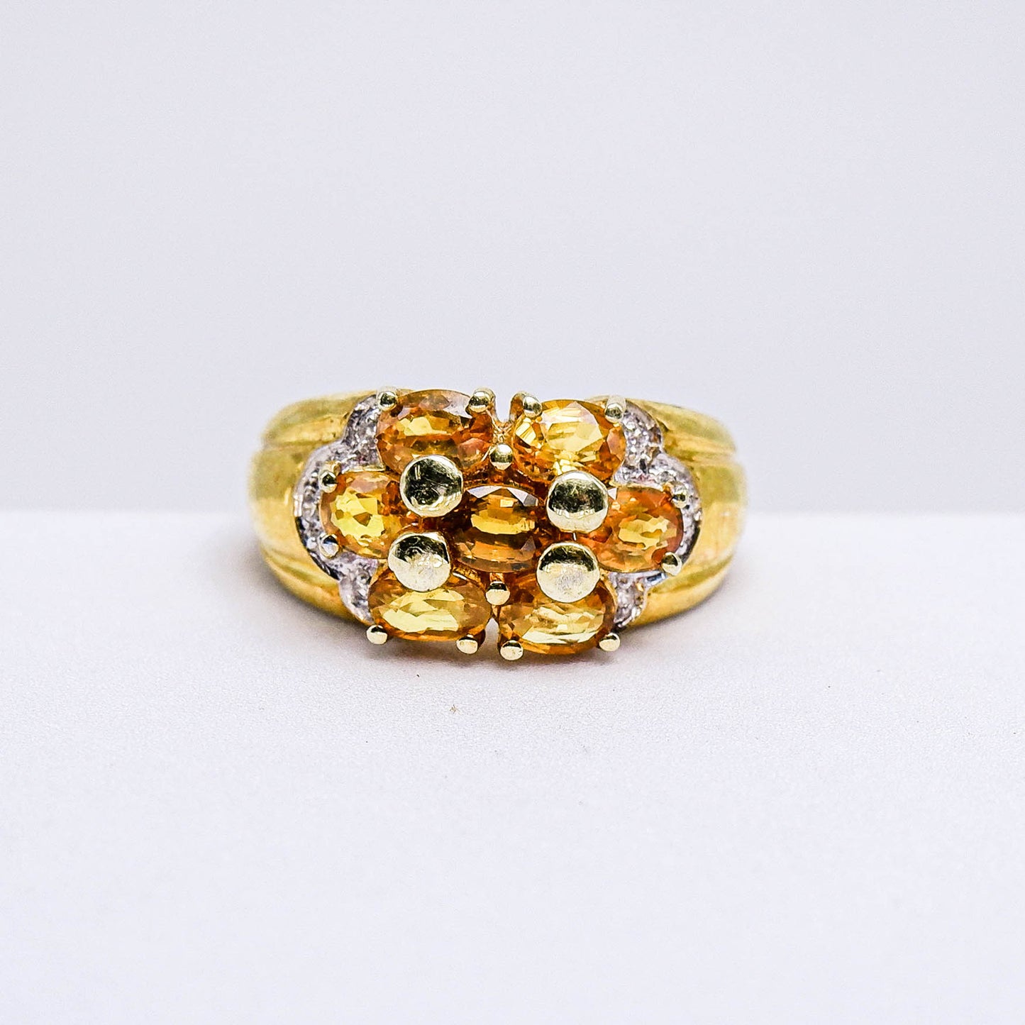 แหวนเงินแท้ 925 ฝังพลอย บุษราคัมบางกะจะ (Yellow Sapphire) + เซอร์คอน (Zircon)