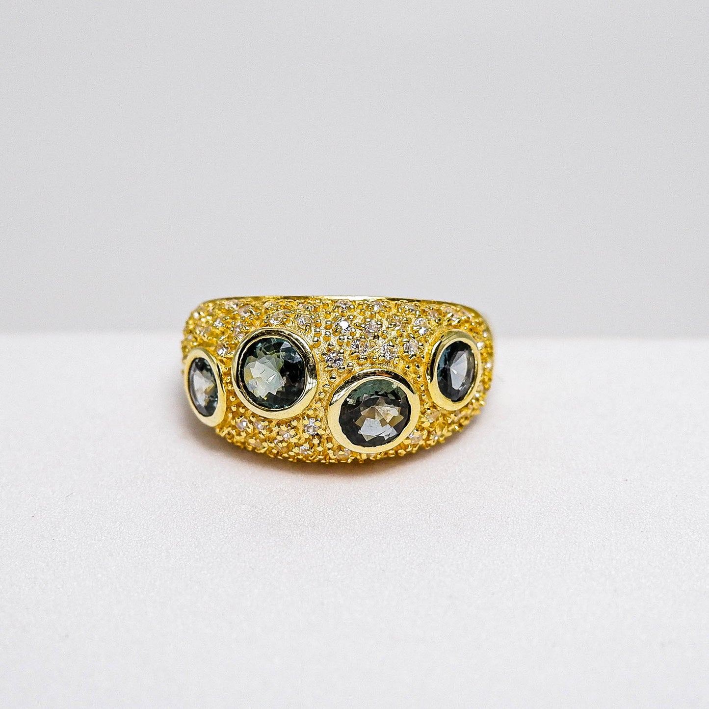 แหวนเงินแท้ 925 ฝังพลอย แซฟไฟร์แทนซาเนีย (Sapphire Tanzanite) + เซอร์คอน (Zircon)