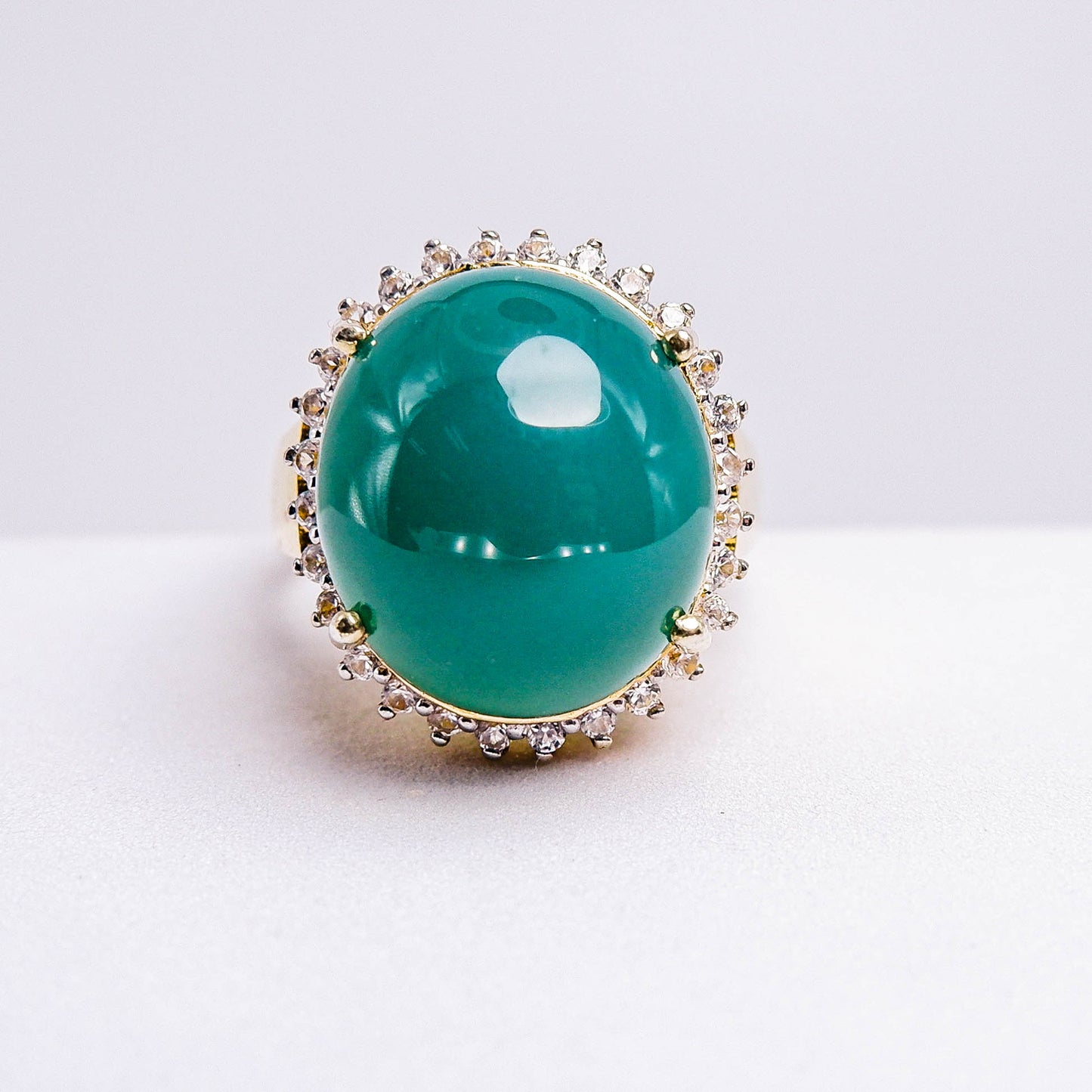 แหวนเงินแท้ 925 ฝังพลอย โมรา (Agate) + เซอร์คอน (Zircon)