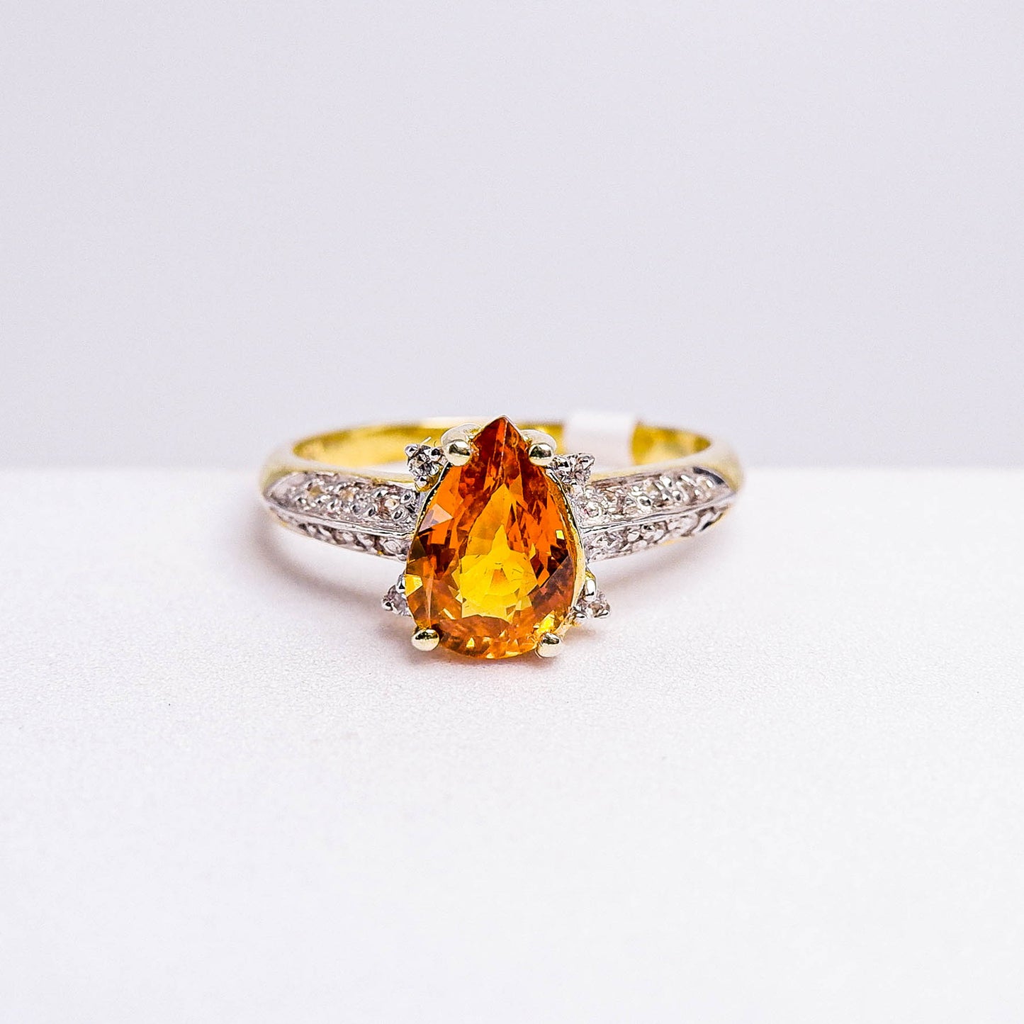 แหวนเงินแท้ 925 ฝังพลอย บุษราคัมบางกะจะ (Yellow Sapphire) + เซอร์คอน (Zircon)