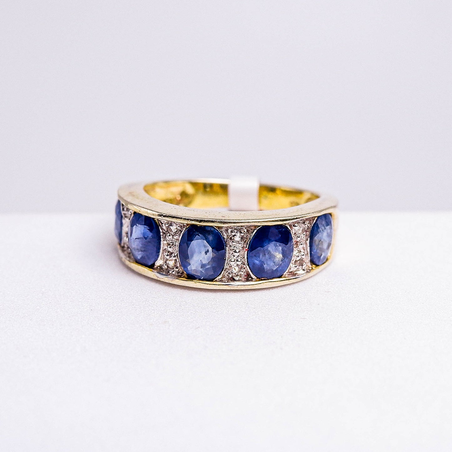 แหวนเงินแท้ 925 ฝังพลอย ไพลิน (Blue Sapphire) + ไวท์โทพาส (whitetopaz)