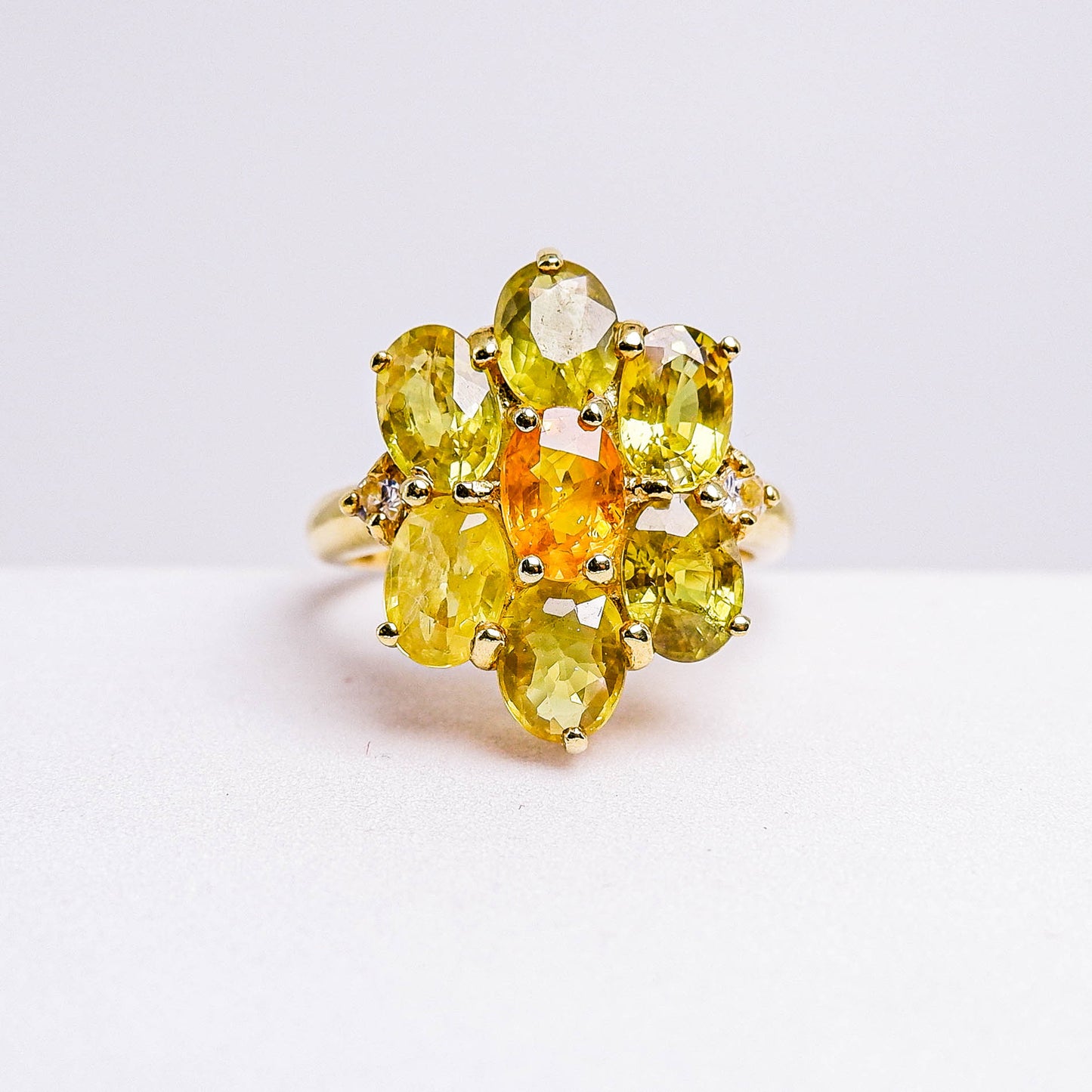 แหวนเงินแท้ 925 ฝังพลอย บุษราคัม(Yellow Sapphire) + ไวท์โทพาส (whitetopaz)