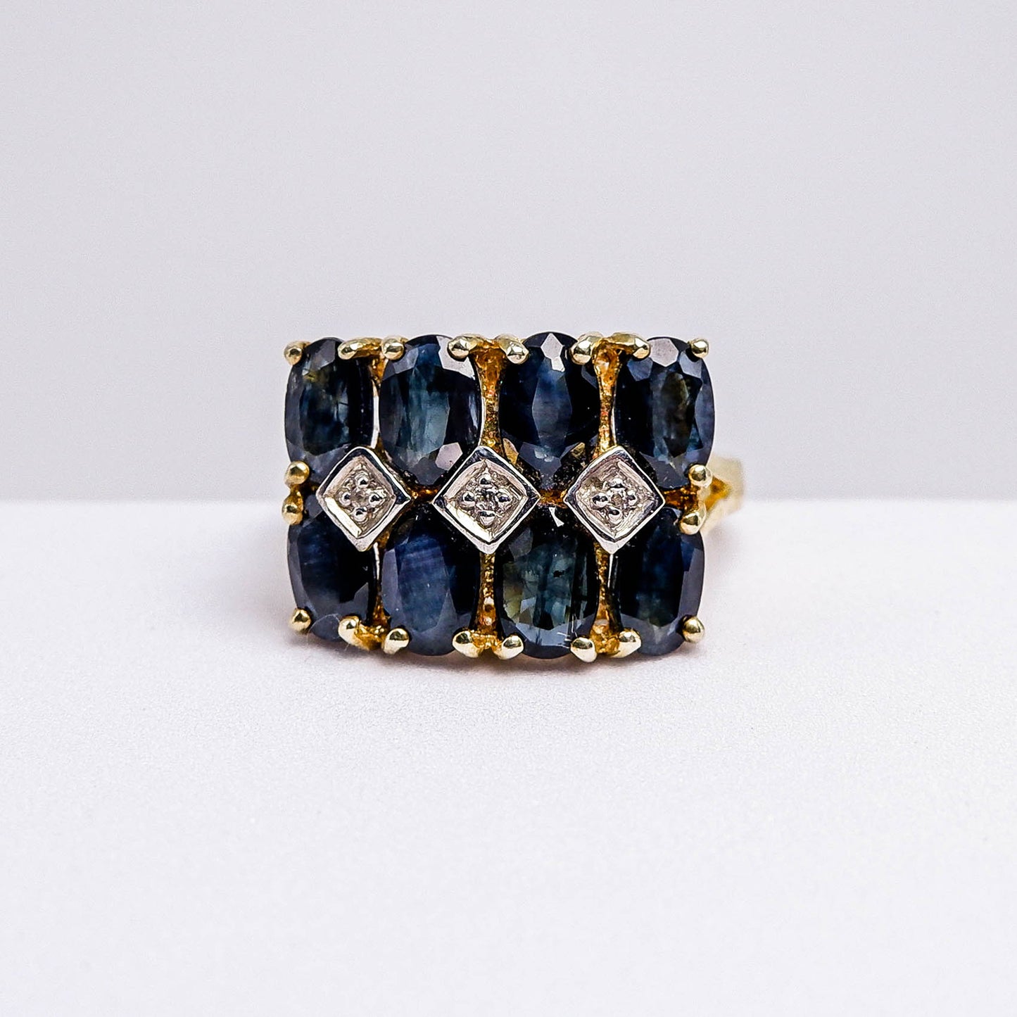 แหวนเงินแท้ 925 ฝังพลอย ไพลิน (Blue Sapphire) + เซอร์คอน (Zircon)