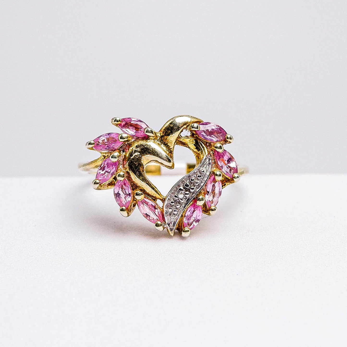 แหวนเงินแท้ 925 ฝังพลอย พิงค์แซฟไฟร์ (Pink Sapphire) + ไวท์โทพาส (whitetopaz)
