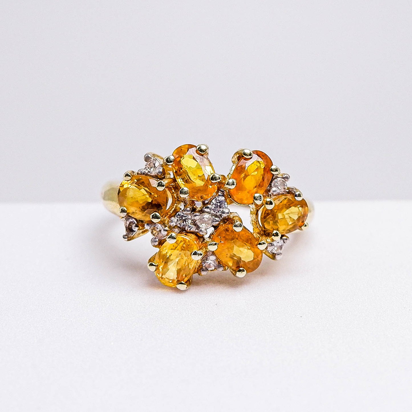 แหวนเงินแท้ 925 ฝังพลอย บุษราคัมบางกะจะ (Yellow Sapphire) + เซอร์คอน (Zircon)