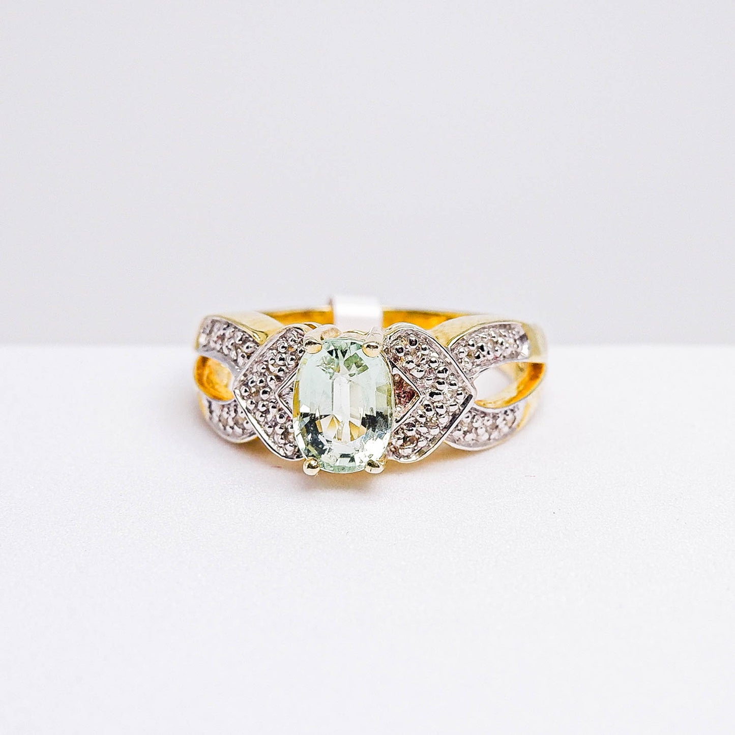 แหวนเงินแท้ 925 ฝังพลอย ทัวร์มาลีน (Tourmaline) + ไวท์โทพาส (whitetopaz)