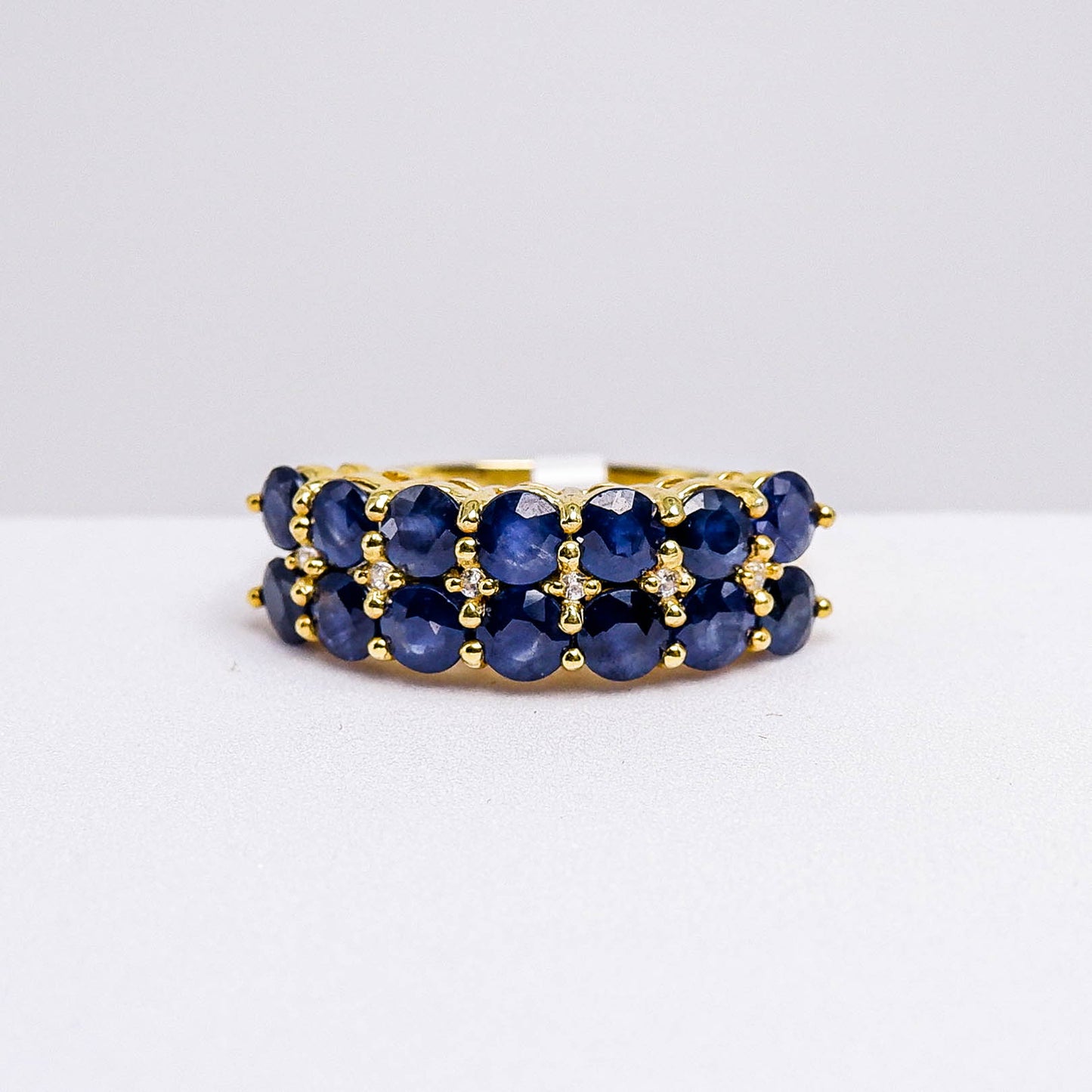แหวนเงินแท้ 925 ฝังพลอย ไพลิน (Blue Sapphire) + เซอร์คอน (Zircon)