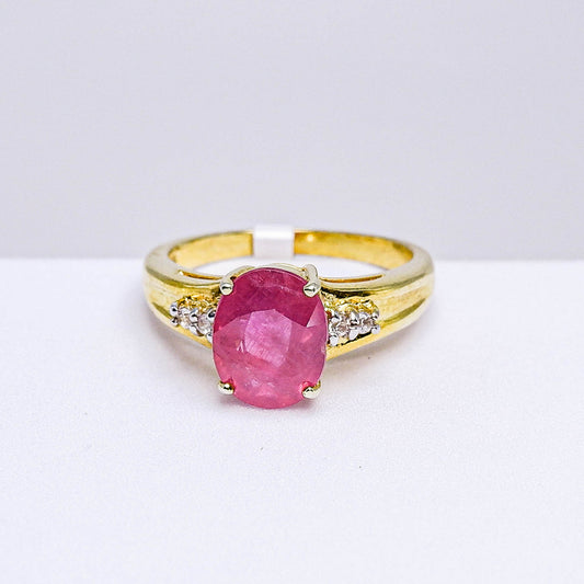 แหวนเงินแท้ 925 ฝังพลอย ทับทิมแทนซาเนีย (Tanzania Ruby) + เซอร์คอน (Zircon)