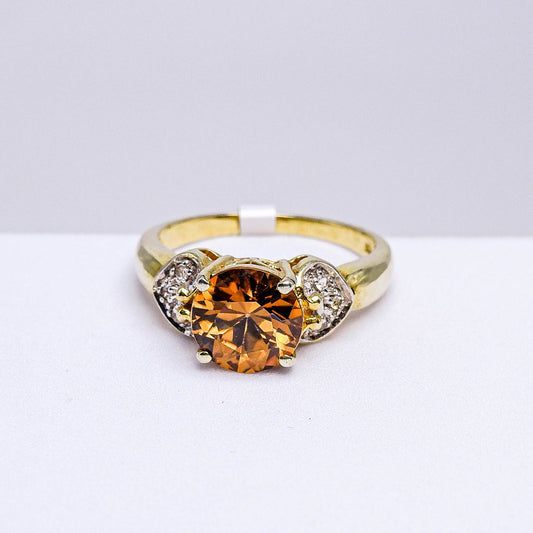 แหวนเงินแท้ 925 ฝังพลอย เพทาย (ดิบ) (Unheated Zircon) + เซอร์คอน (Zircon)