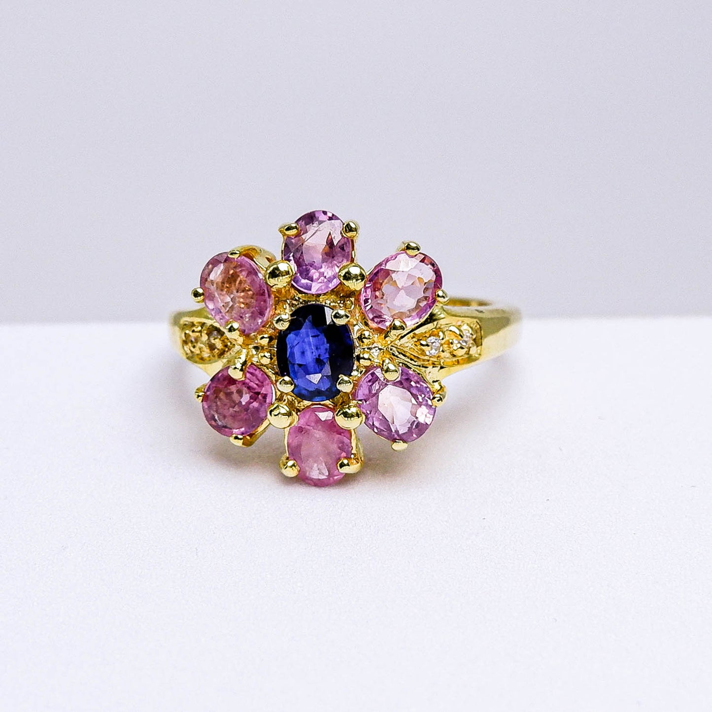 แหวนเงินแท้ 925 ฝังพลอย แซฟไฟร์ไทย(Thai Sapphire)+ไพลิน(Blue Sapphire)+เซอร์คอน(Zircon)