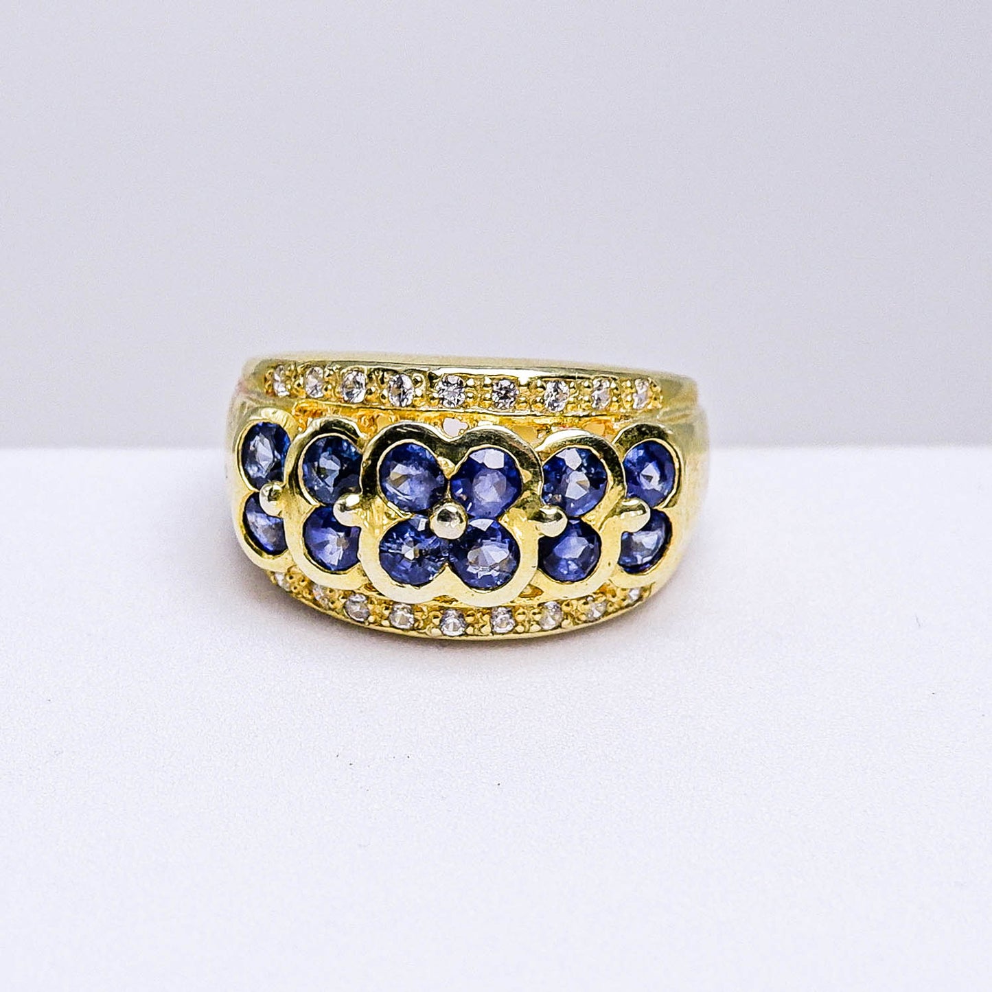 แหวนเงินแท้ 925 ฝังพลอย ไพลิน (Blue Sapphire) + เซอร์คอน (Zircon)