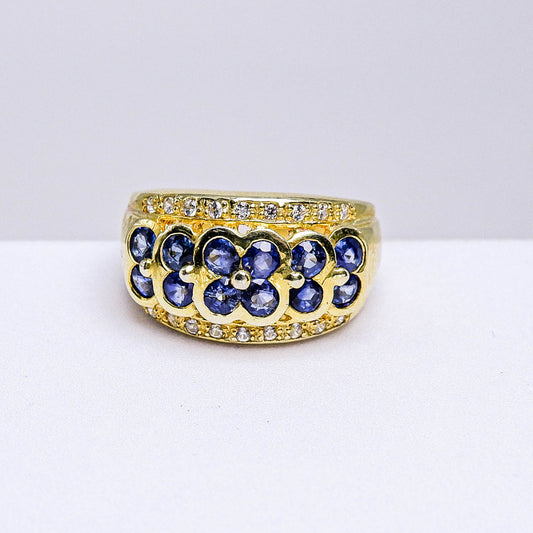 แหวนเงินแท้ 925 ฝังพลอย ไพลิน (Blue Sapphire) + เซอร์คอน (Zircon)