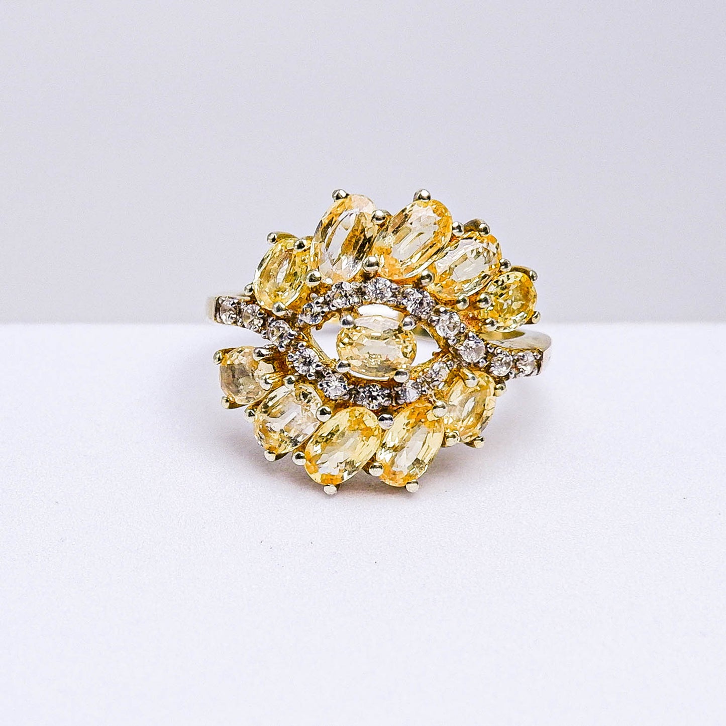 แหวนเงินแท้ 925 ฝังพลอย แซฟไฟร์มาดา (Madagascar Sapphire) + เซอร์คอน (Zircon)
