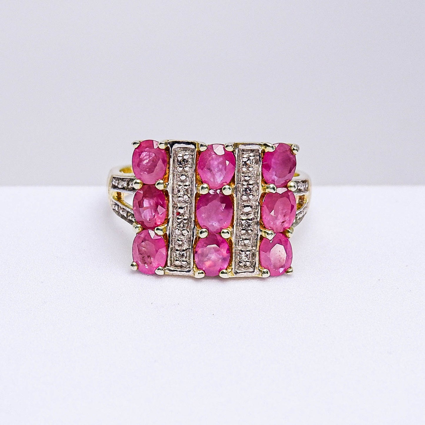 แหวนเงินแท้ 925 ฝังพลอย ทับทิม (Ruby) + โทพาส (Topaz)