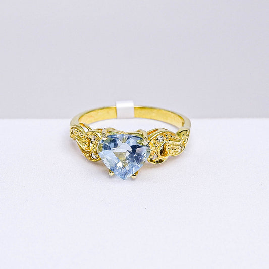 แหวนเงินแท้ 925 ฝังพลอย อความาลีน (Aqua marin) + เซอร์คอน (Zircon)