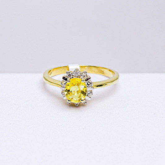 แหวนเงินแท้ 925 ฝังพลอย บุษราคัม (Yellow Sapphire) + เซอร์คอน (Zircon)