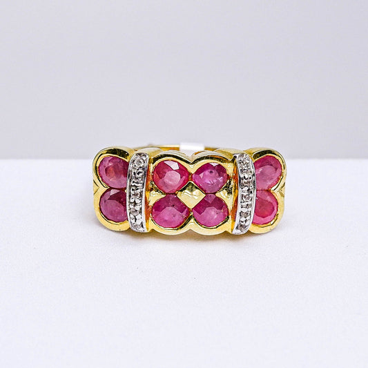 แหวนเงินแท้ 925 ฝังพลอย ทับทิมมาดา (Madagascar Ruby) + เซอร์คอน (Zircon)
