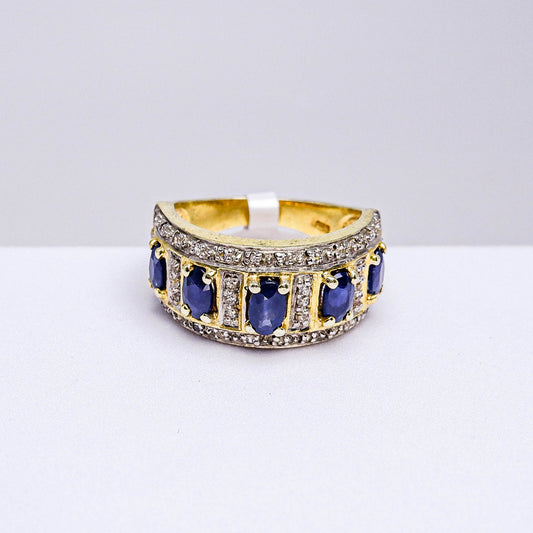 แหวนเงินแท้ 925 ฝังพลอย ไพลิน (Blue Sapphire) + เซอร์คอน (Zircon)